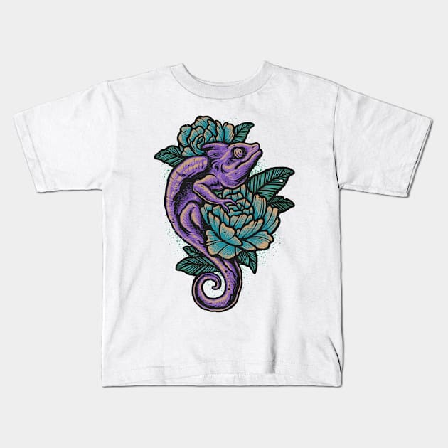 Chameleon flowers Kids T-Shirt by vhiente